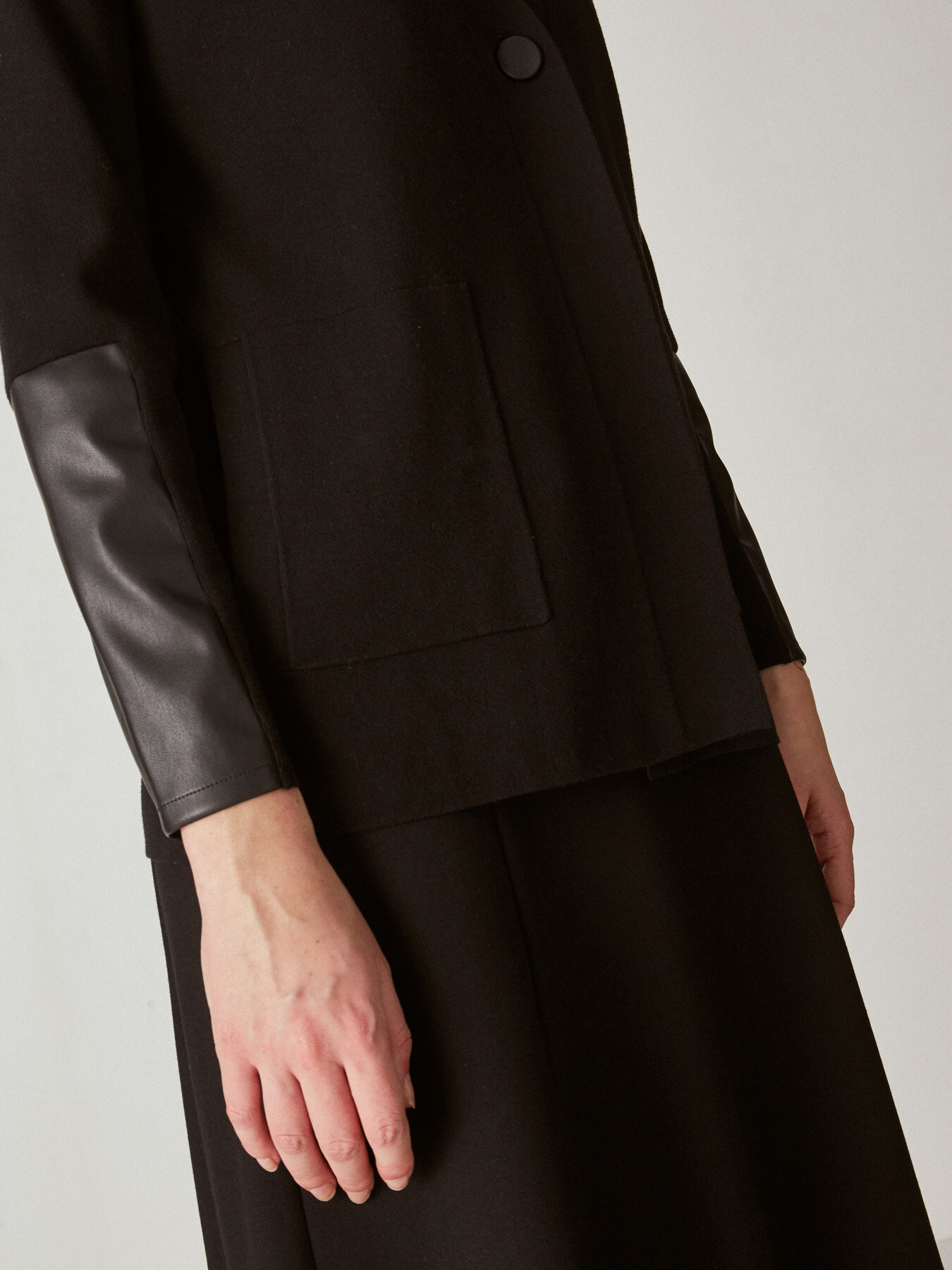 CARDIGAN WITH FAUX LEATHER DETAILS image number 3