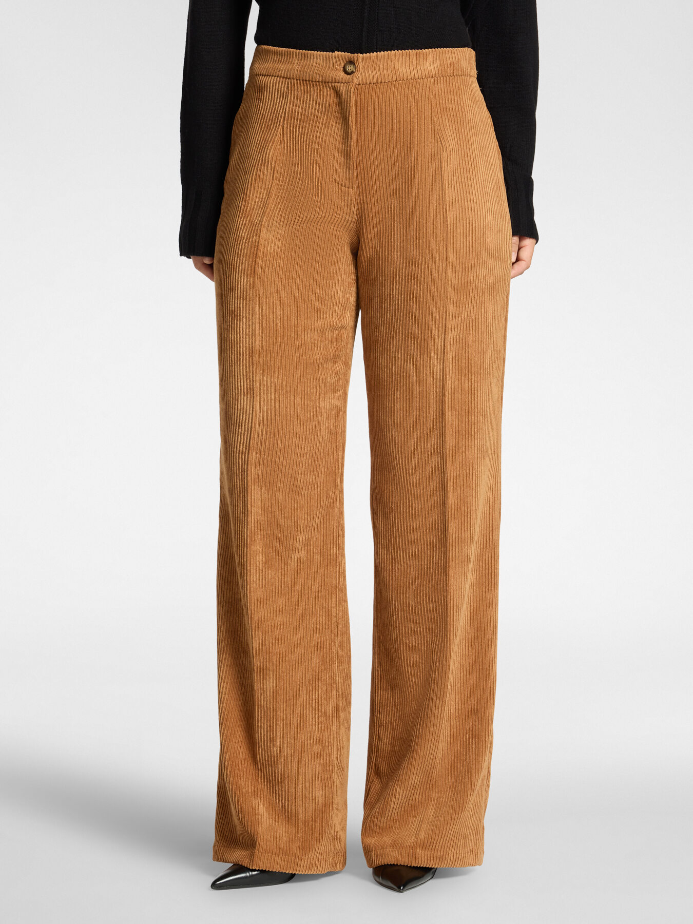 Pantalon palazzo en velours c&ocirc;tel&eacute; image number 2