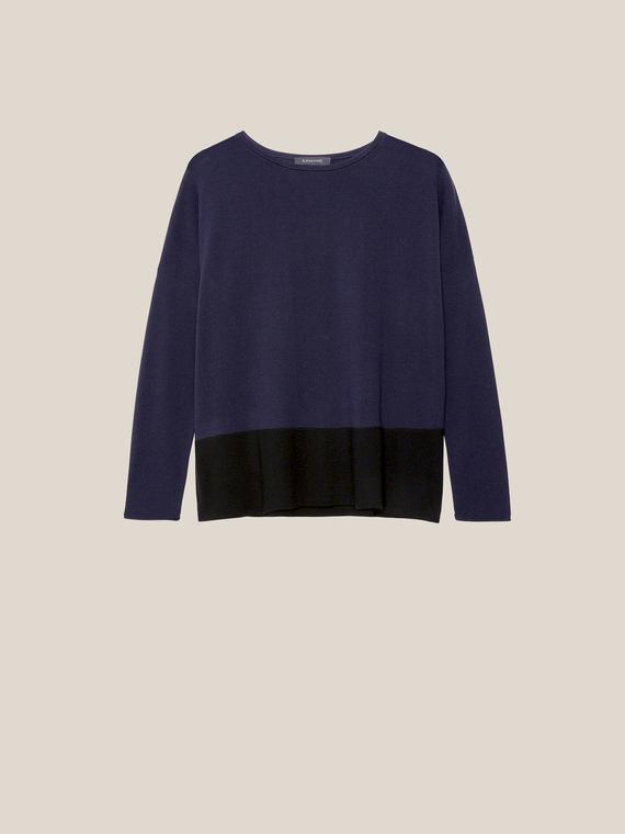 PURE COMBED WOOL COLOUR BLOCK BOAT NECK SWEATER