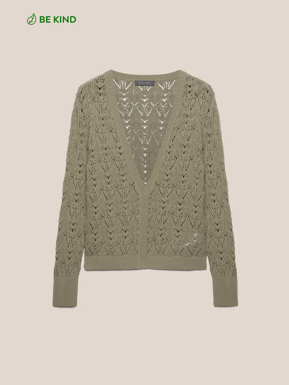 Sustainable cotton cardigan with openwork