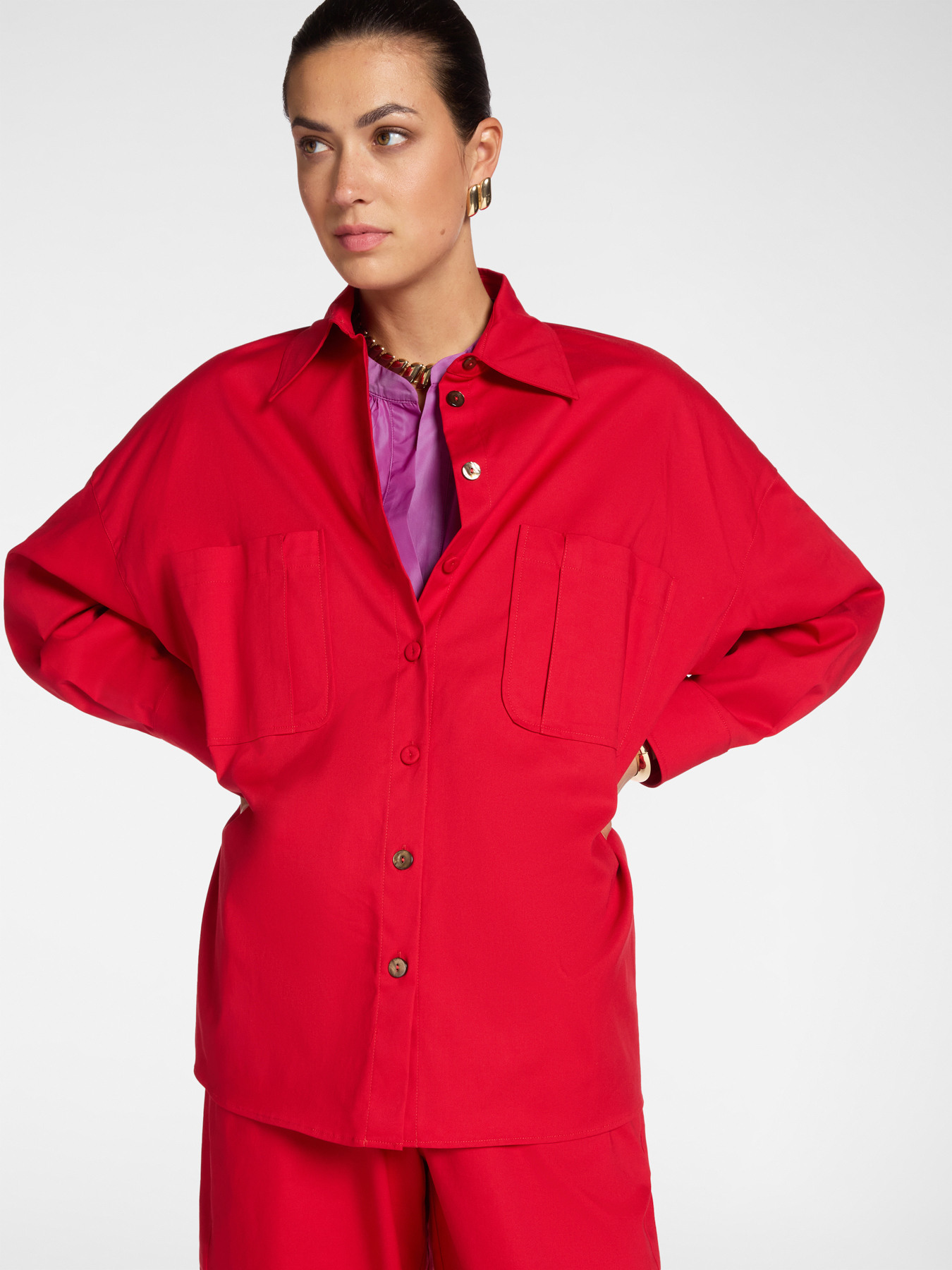 Langes Hemd aus Gabardine image number 0