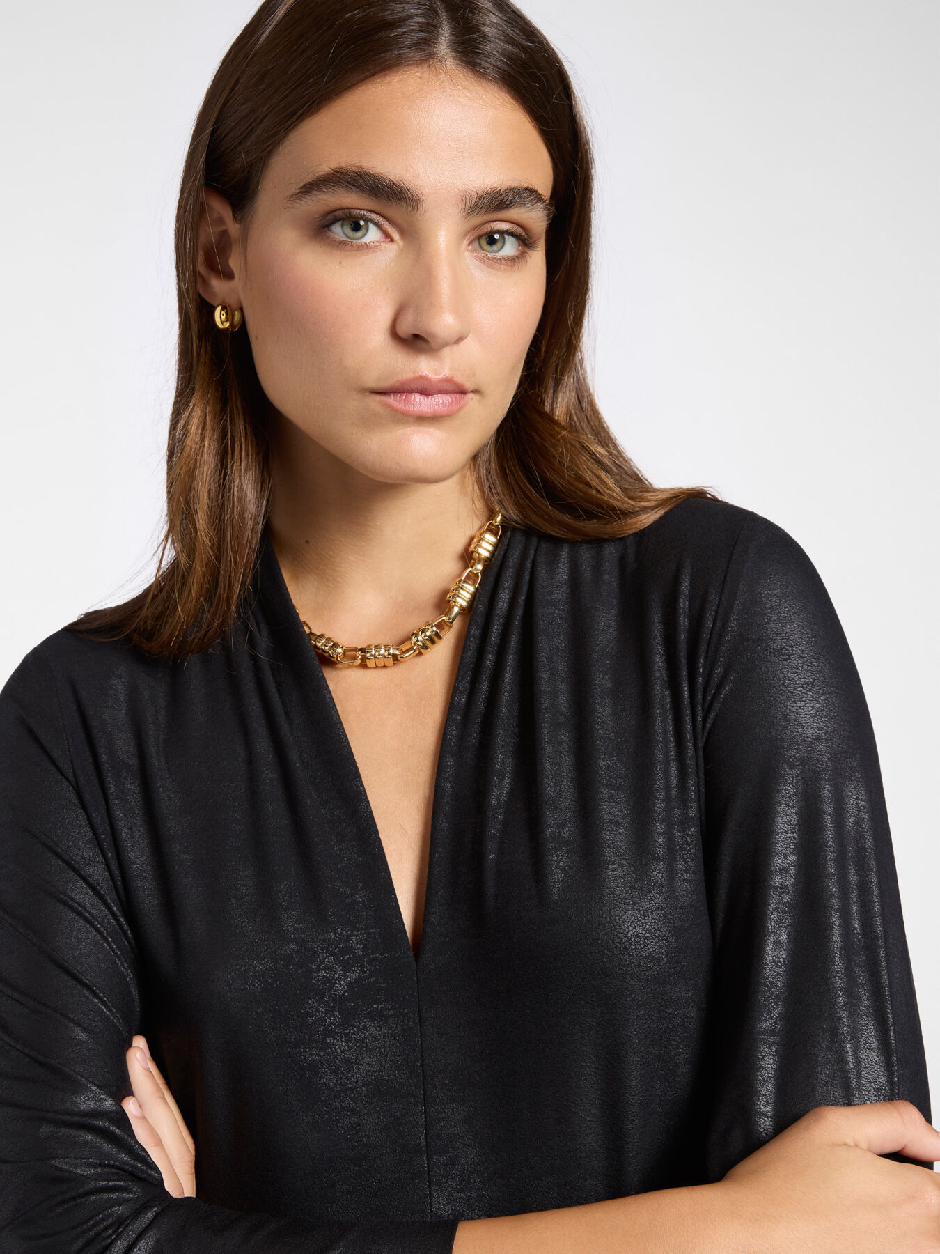 Robe longuette en deux tissus image number 3