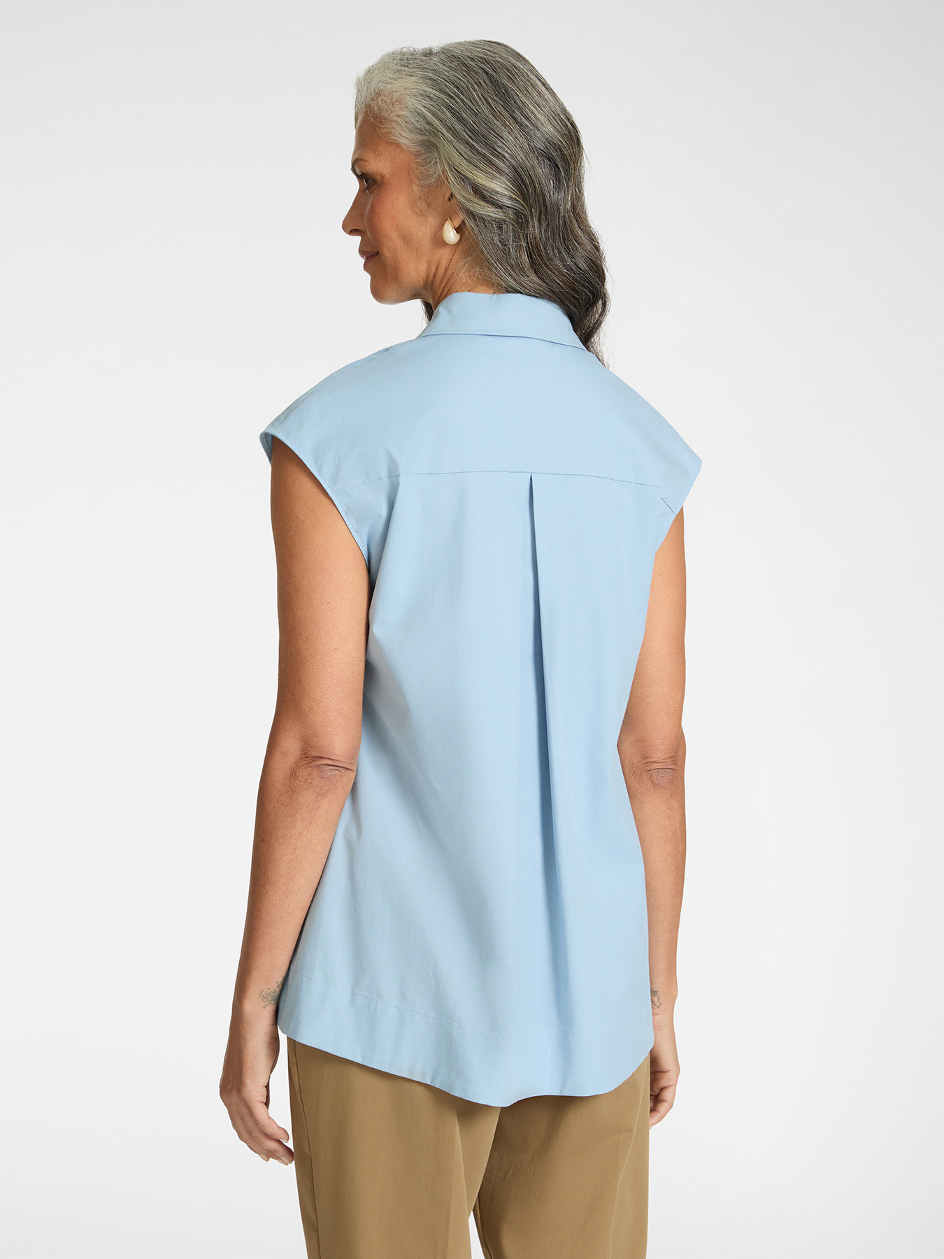 Mixed cotton shirt with pleats image number 1