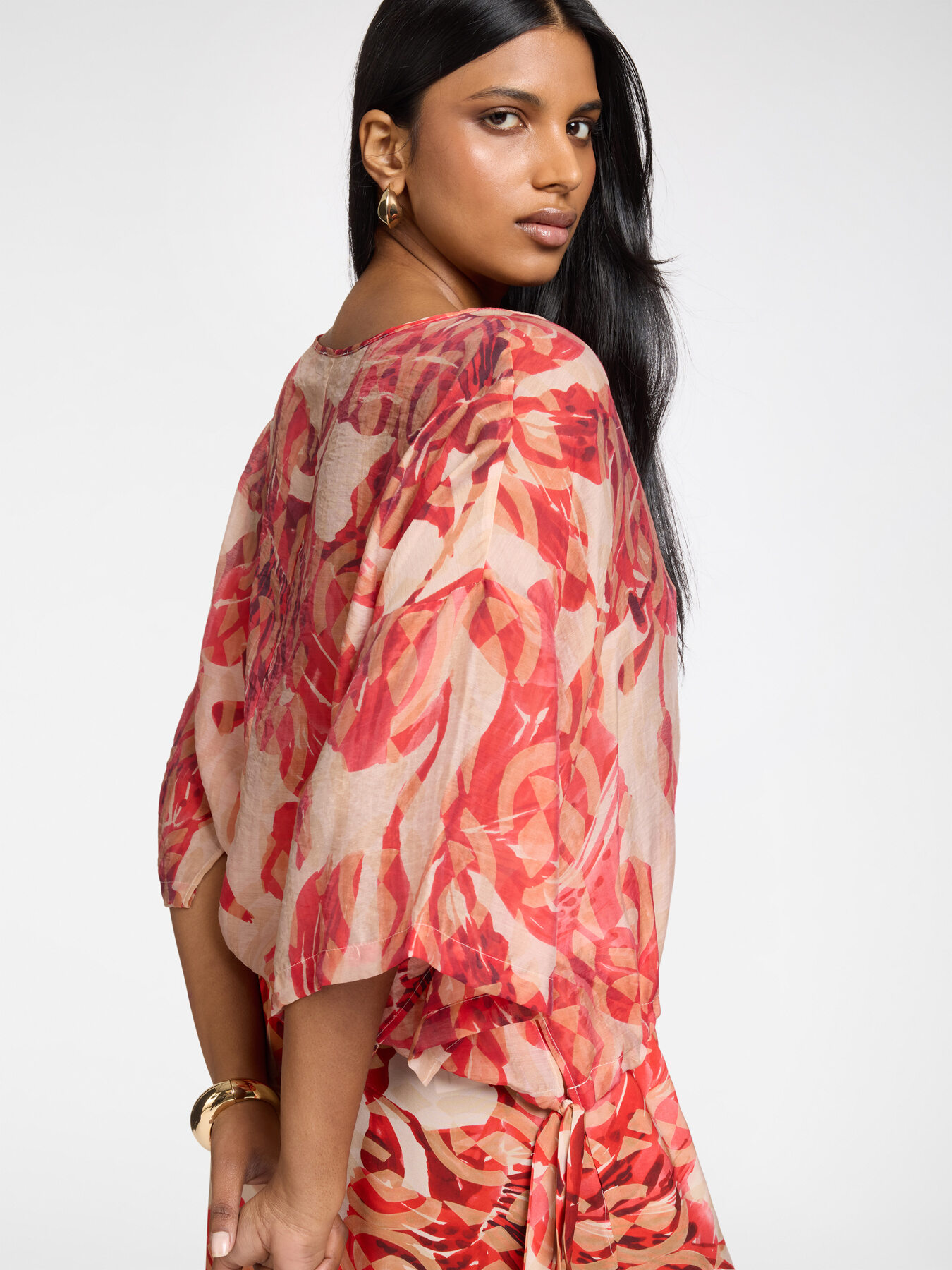 Blusa stampata con lacci image number 3