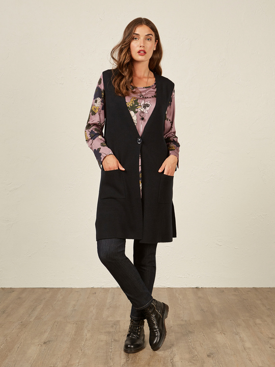 Elenamiro&nbsp;: Cardigan sans manches Bleu_1