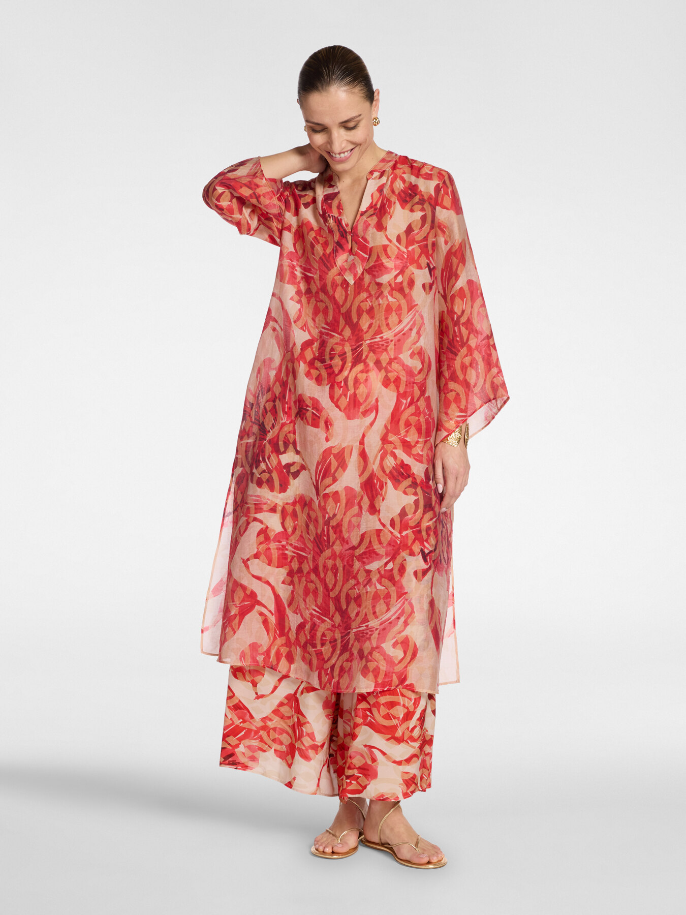 Langes bedrucktes Kleid image number 0
