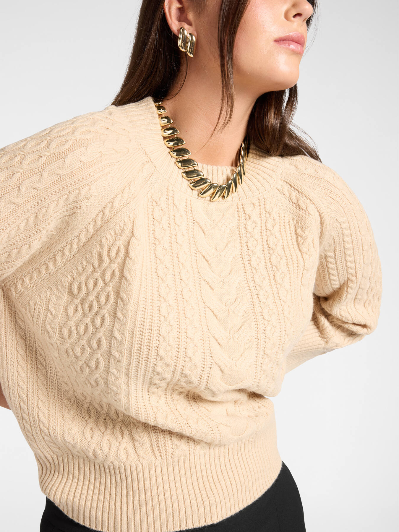 Maglia a trecce in pura lana image number 3