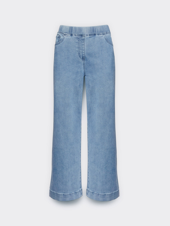 Wide-leg pull-on jeans