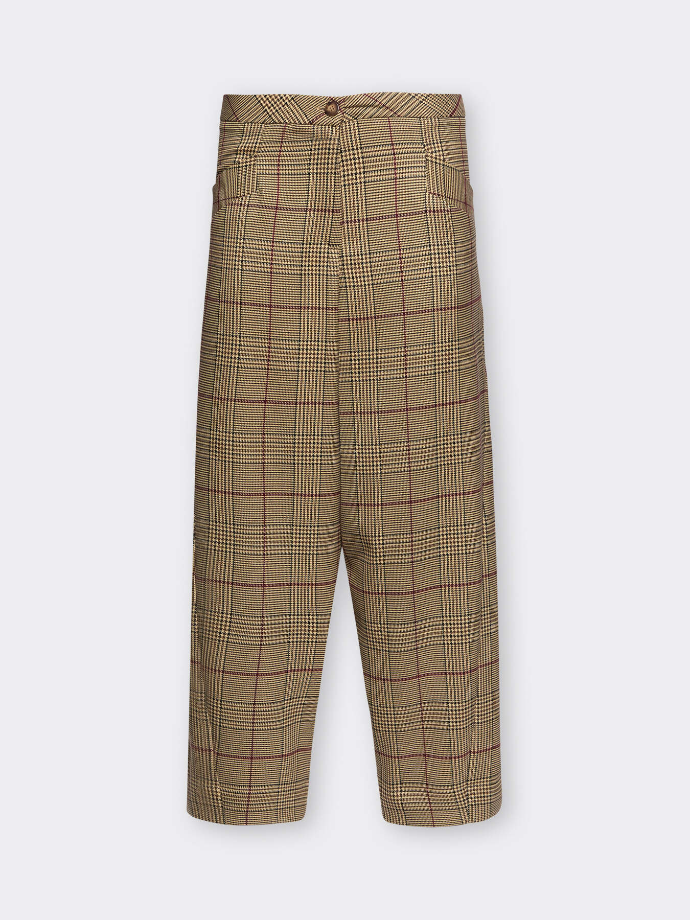 Cropped check gabardine trousers image number 4
