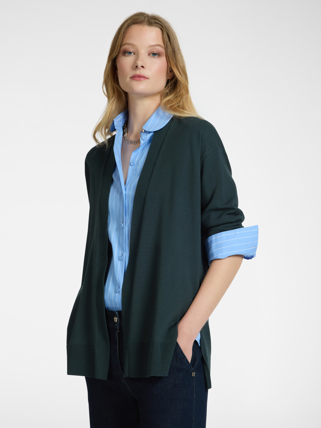 Cardigan lungo aperto davanti