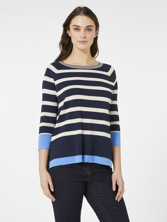 Striped soft viscose sweater