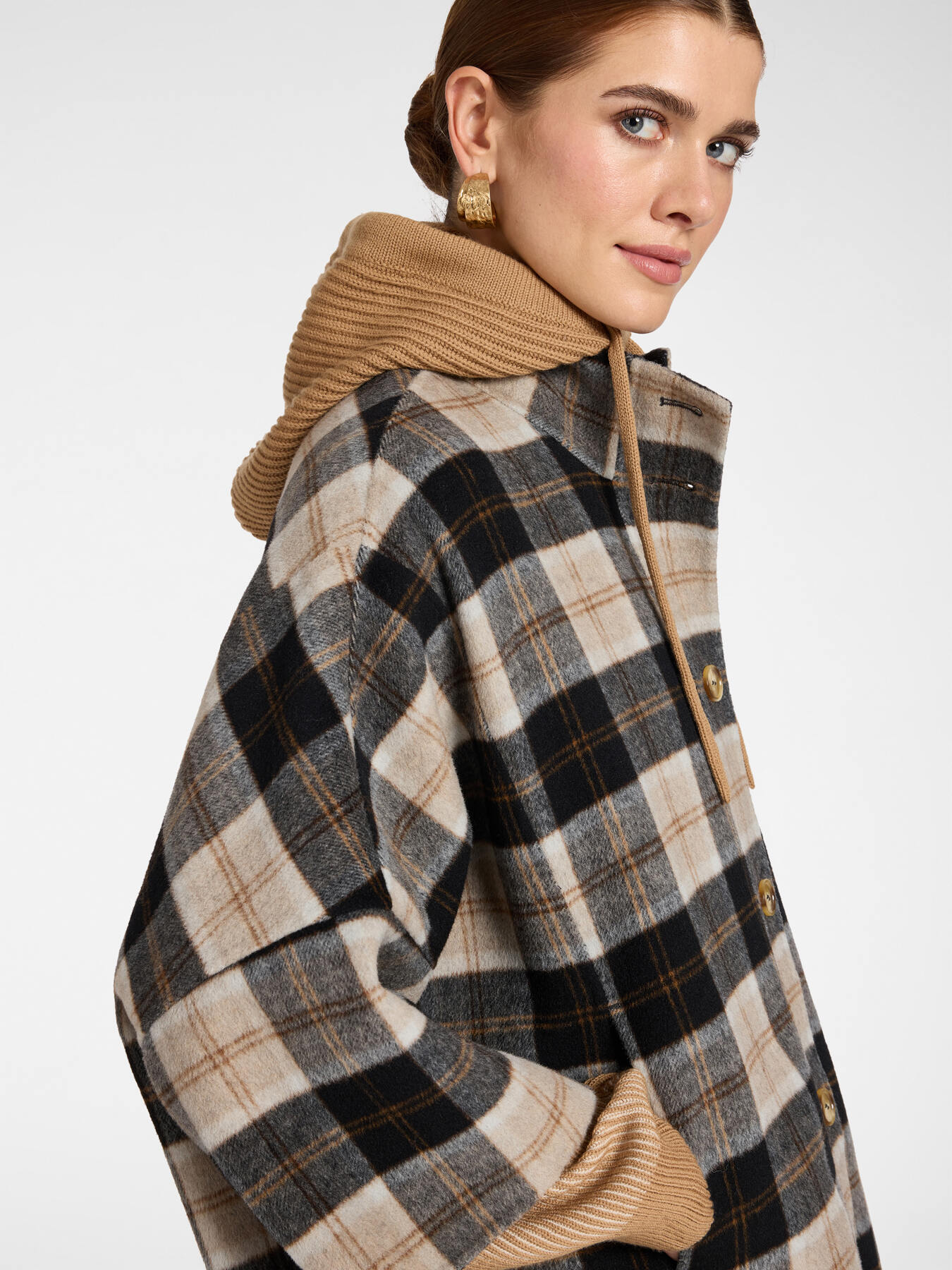 Wool-blend double check cape image number 3