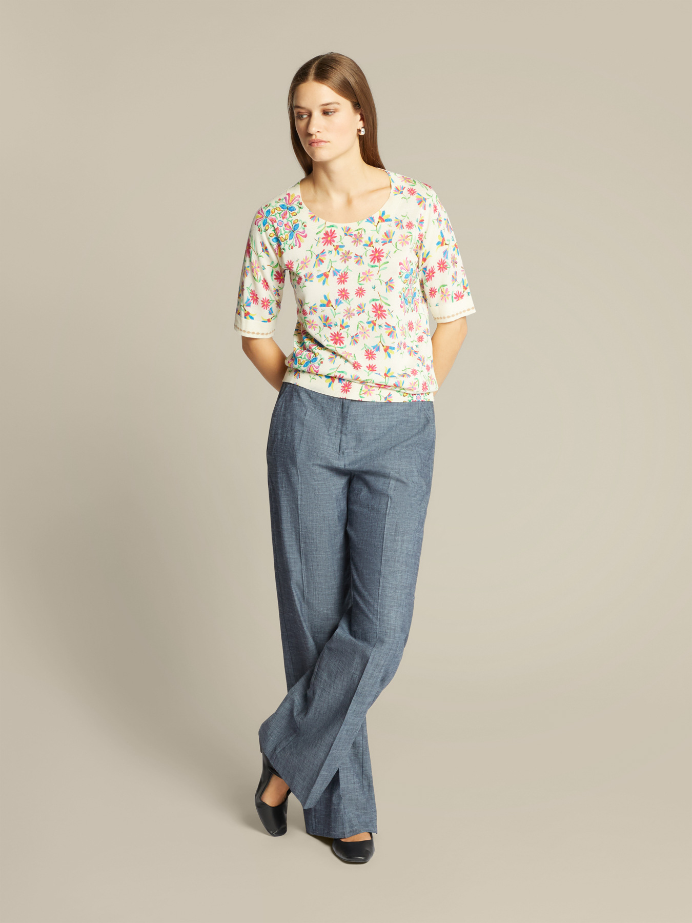 Bedruckter kurz&auml;rmeliger Pullover image number 2