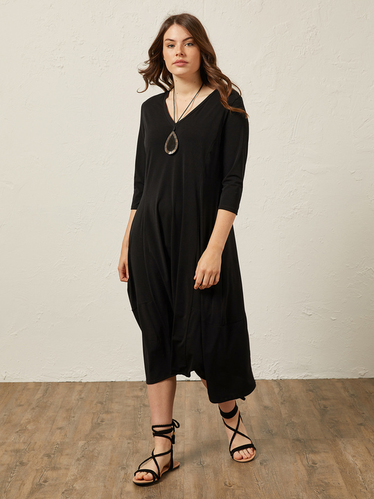 Elenamiro: Vestido em jersey crepe Preto_1