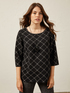 Elenamiro: Chequered blouse with necklace_1