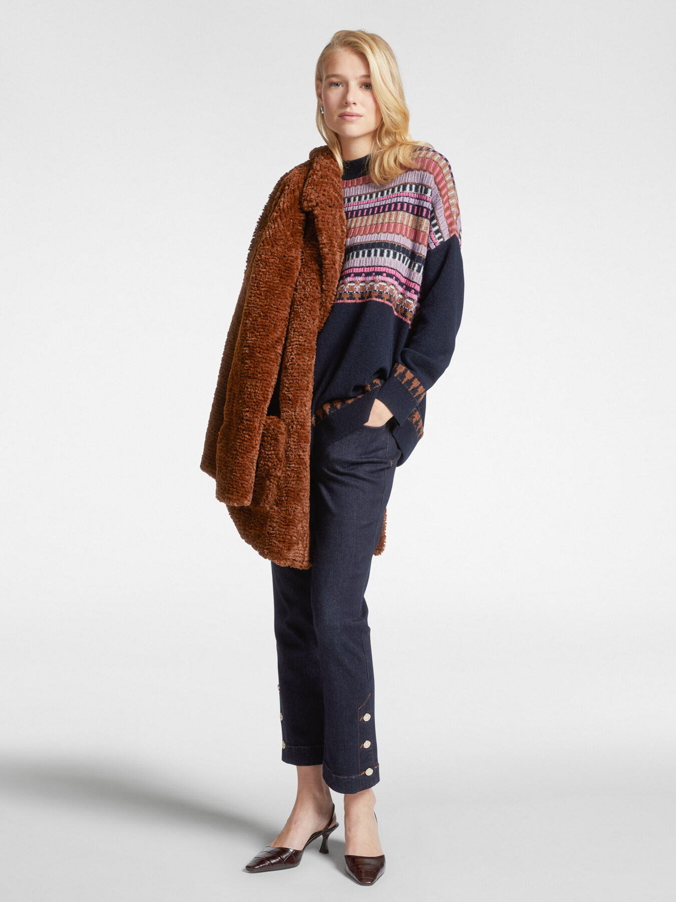 Sweater with fair isle designs image number 2