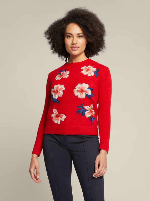 Pullover mit aufgestickten Blumen