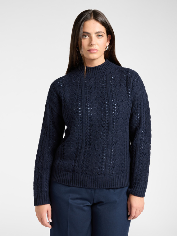 Wool sweater with textured knit