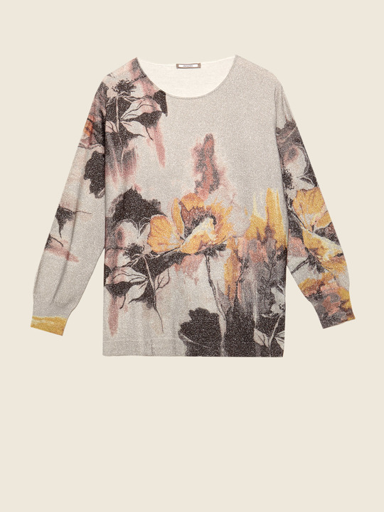 Elenamiro: Sweater quimono estampa floral Cinzento_1