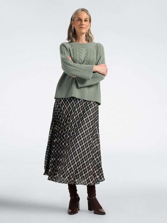 Jupe pliss&eacute;e longue imprim&eacute; patchwork