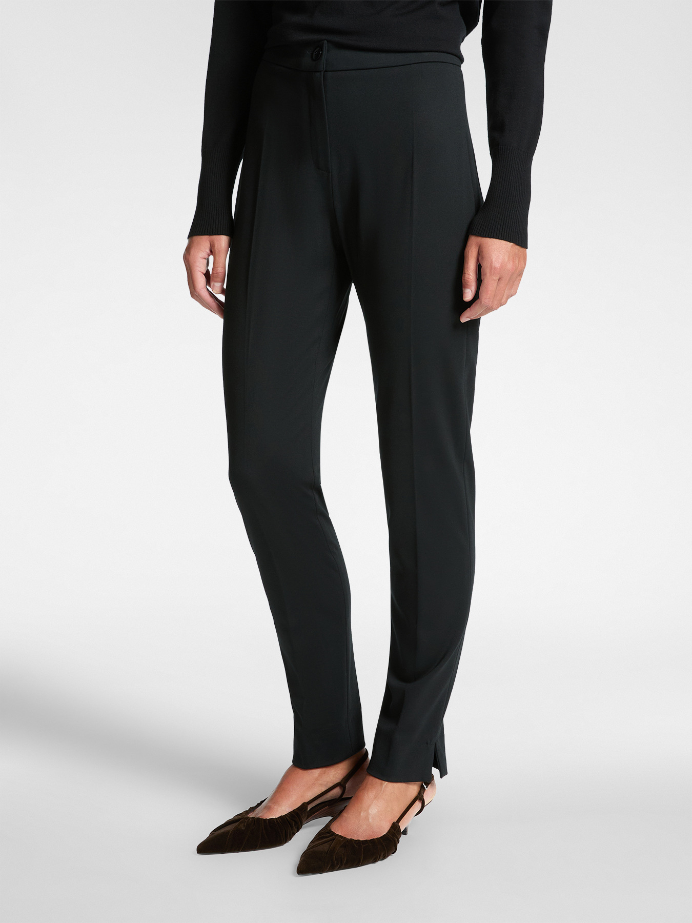 Slim-fit trousers in Milanese stitch image number 2