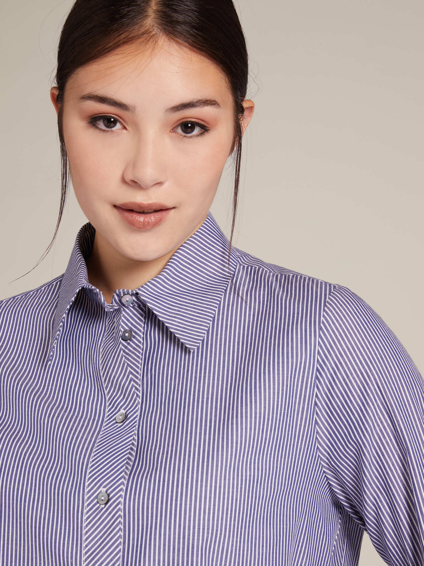 Camicia rigata in cotone image number 0