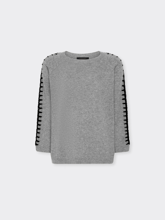 Pullover aus reiner Wolle mit Stickerei