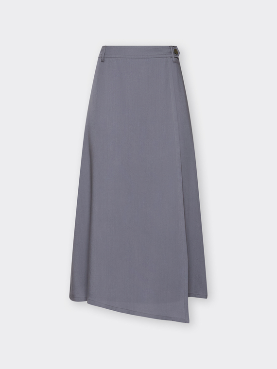 Jupe midi asym&eacute;trique en lyocell