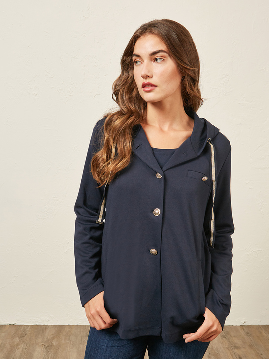 Elenamiro: Sweatshirt com bot&otilde;es dourados Azul_1