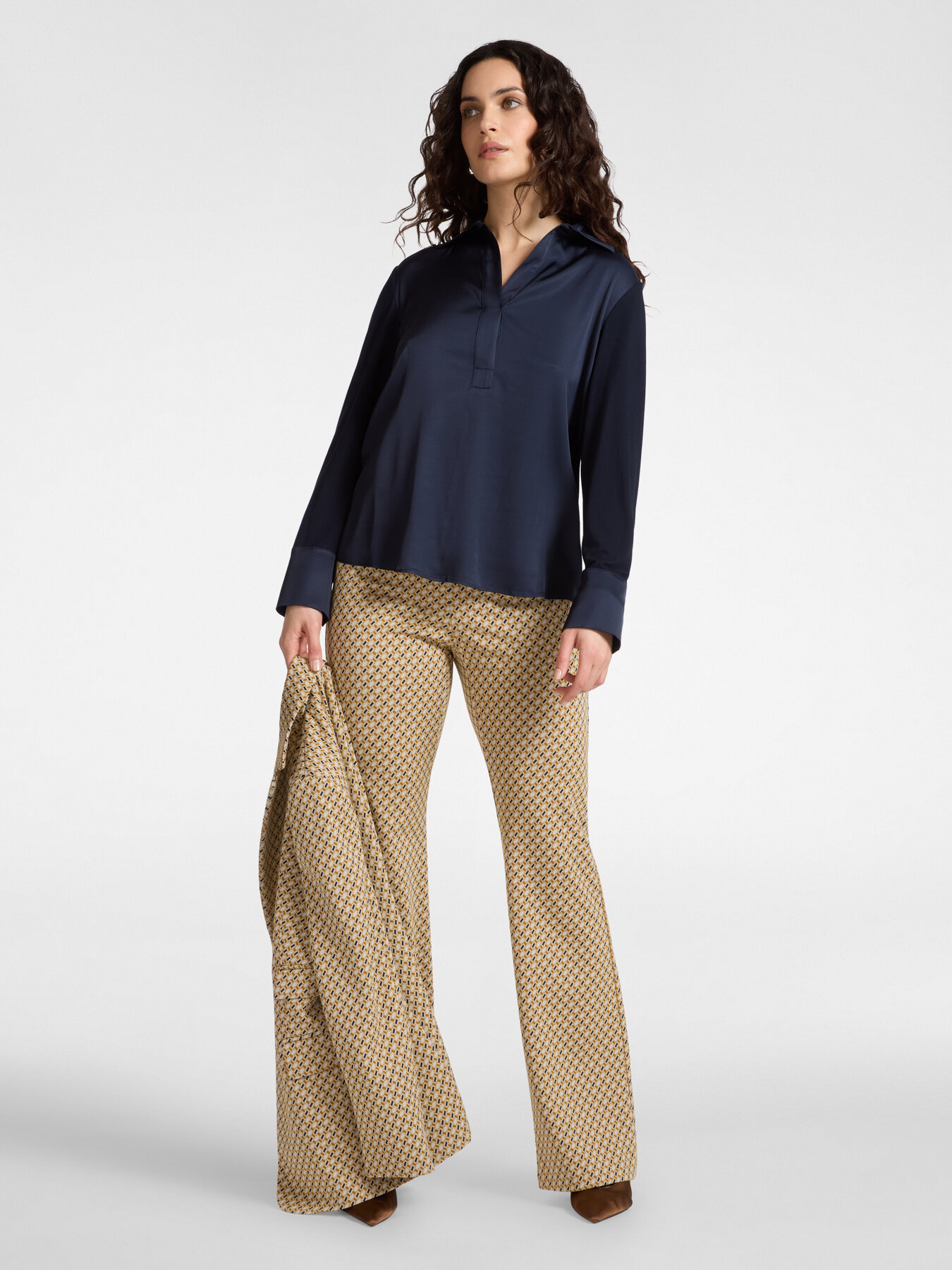 Two-fabric polo shirt image number 2