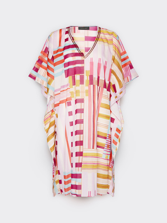 Printed cotton muslin poncho
