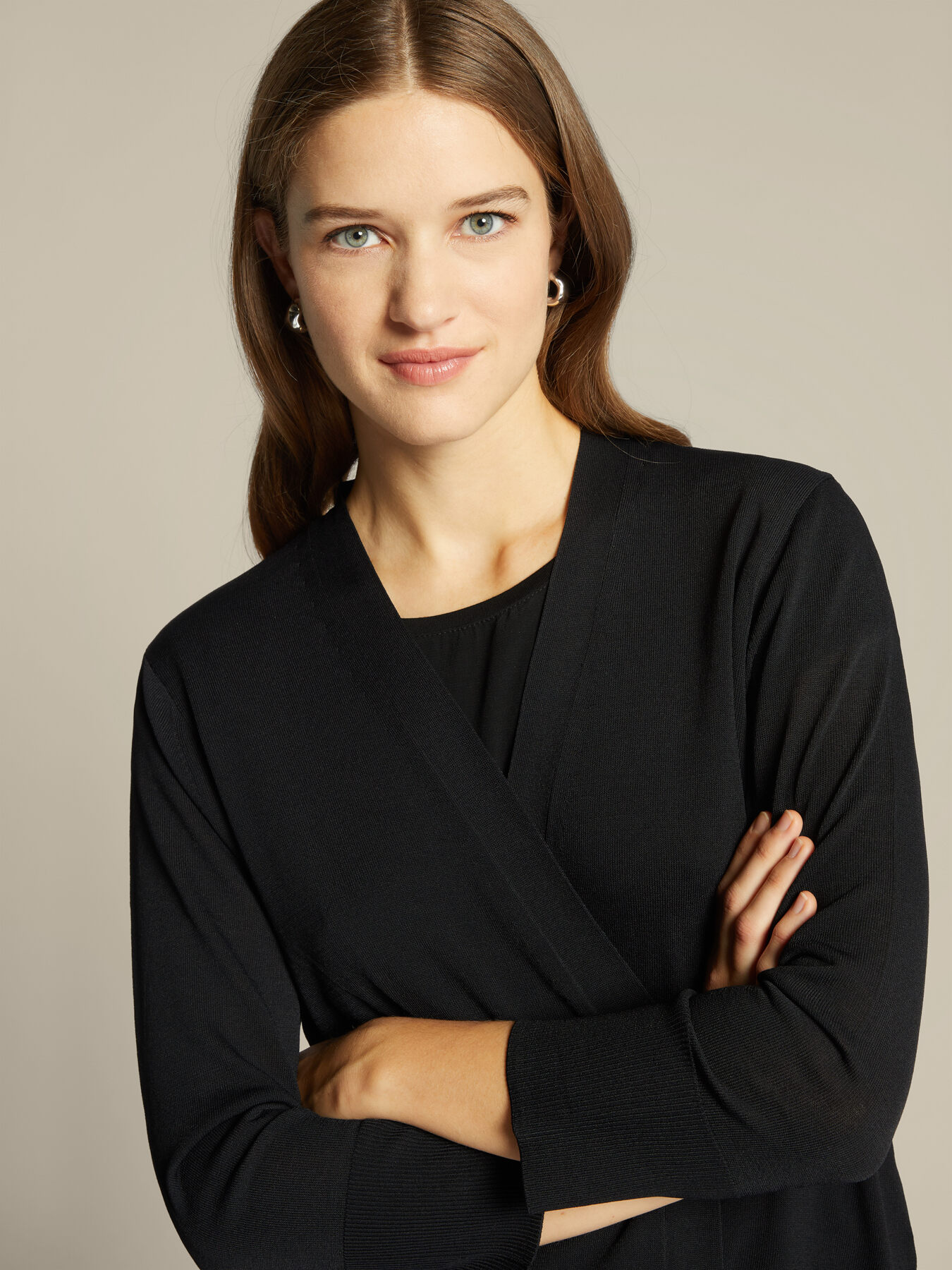 Cardigan lungo in viscosa cr&ecirc;pe image number 3