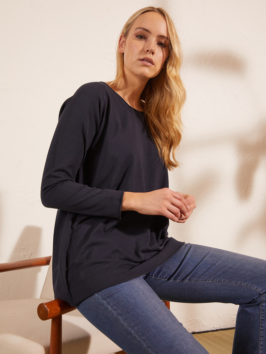 Elenamiro&nbsp;: Chandail avec insert dans le dos Bleu_1