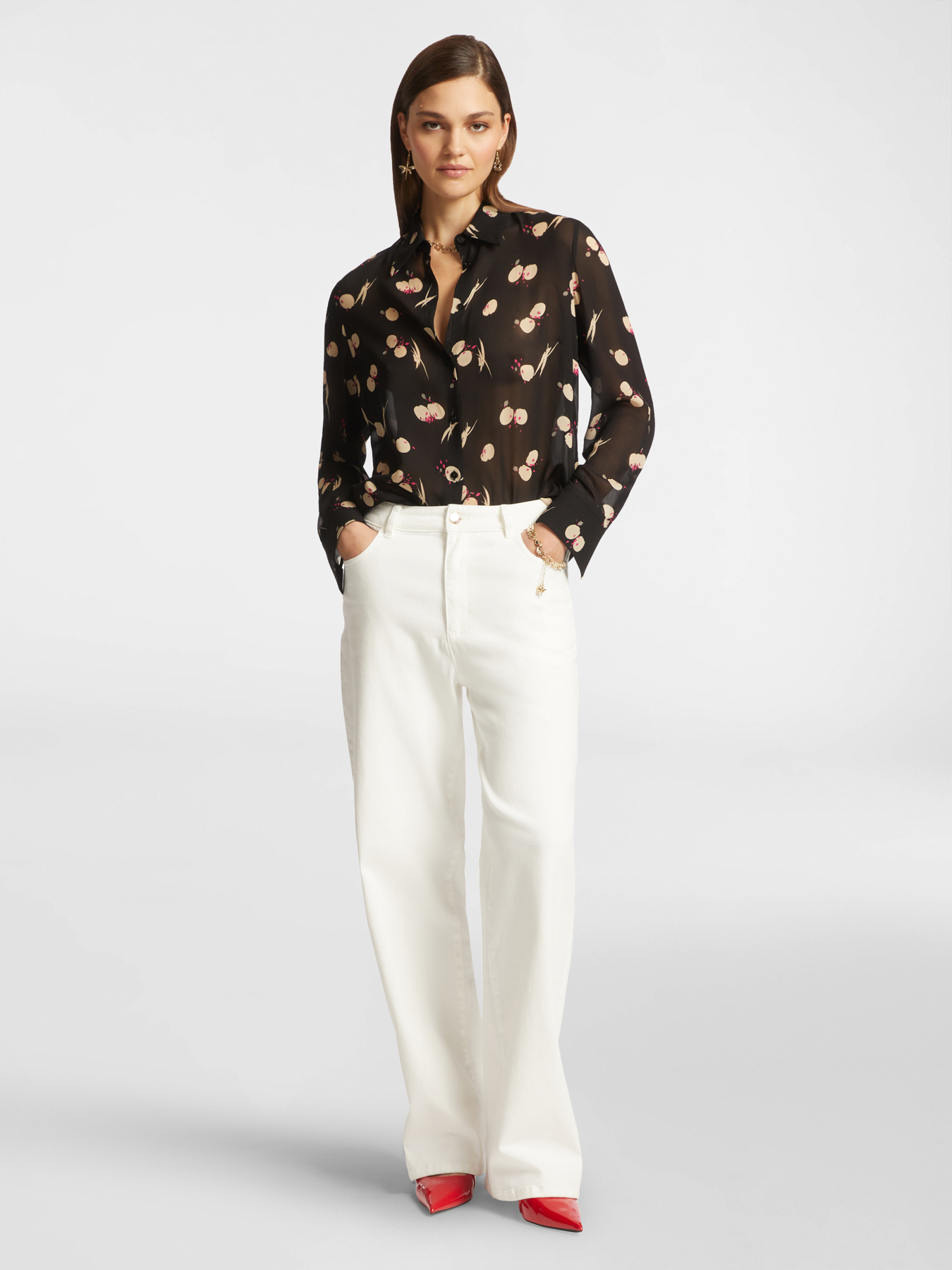 Camicia stampata in georgette image number 2