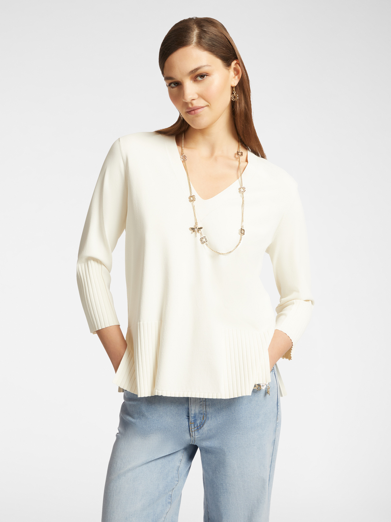 Tricot avec bord &agrave; c&ocirc;tes dans le bas image number 0