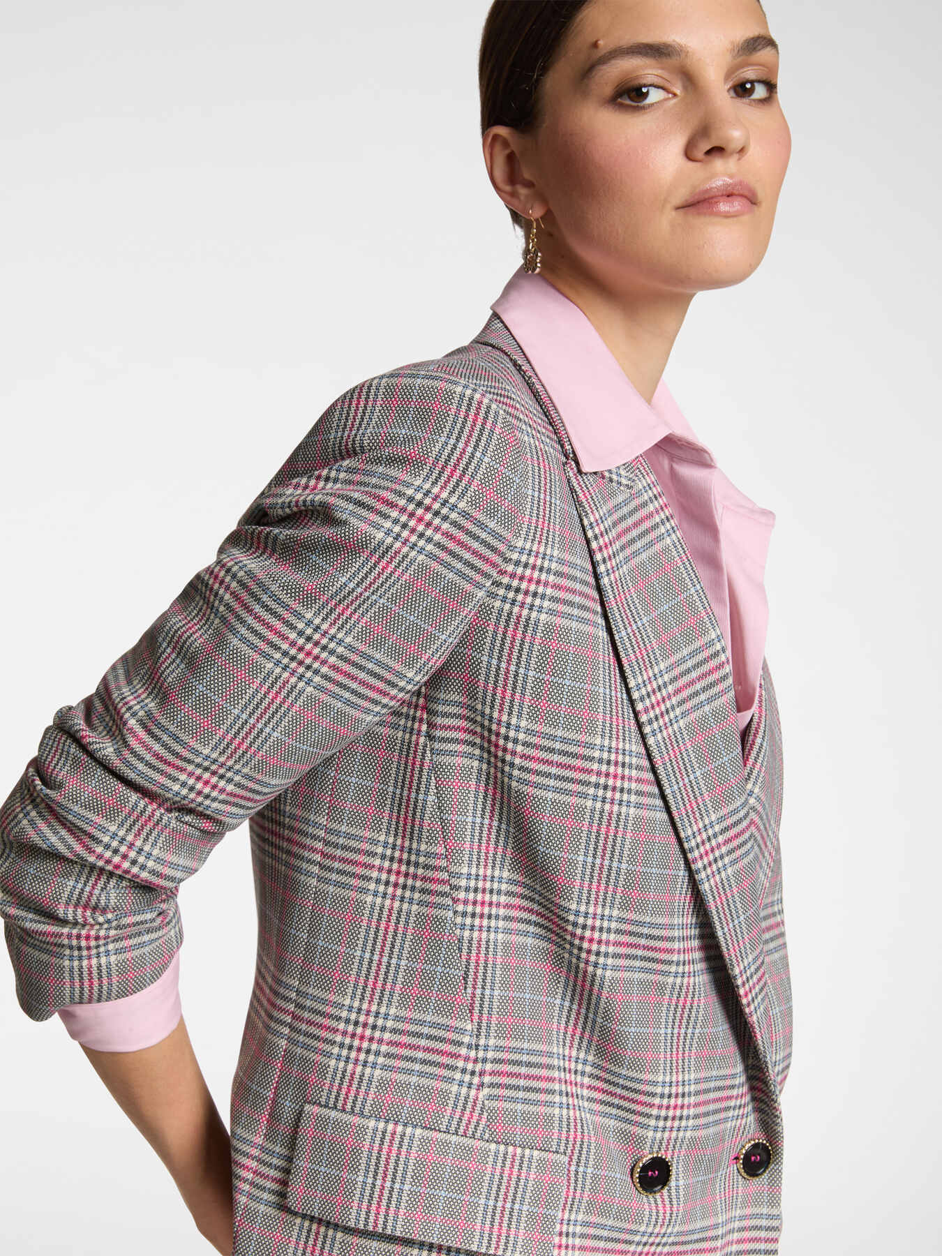 Double-breasted glen plaid blazer image number 3