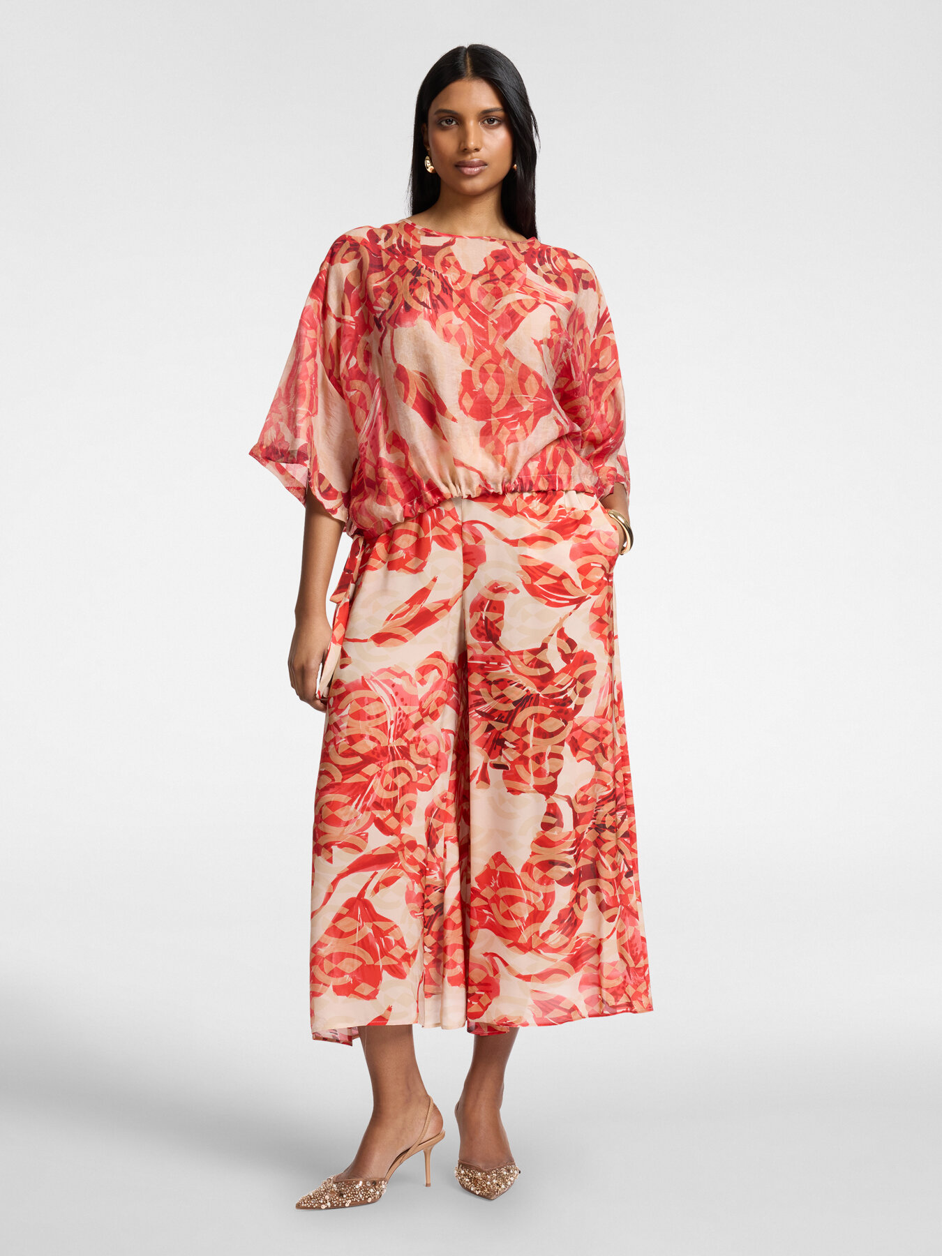 Blusa stampata con lacci image number 2