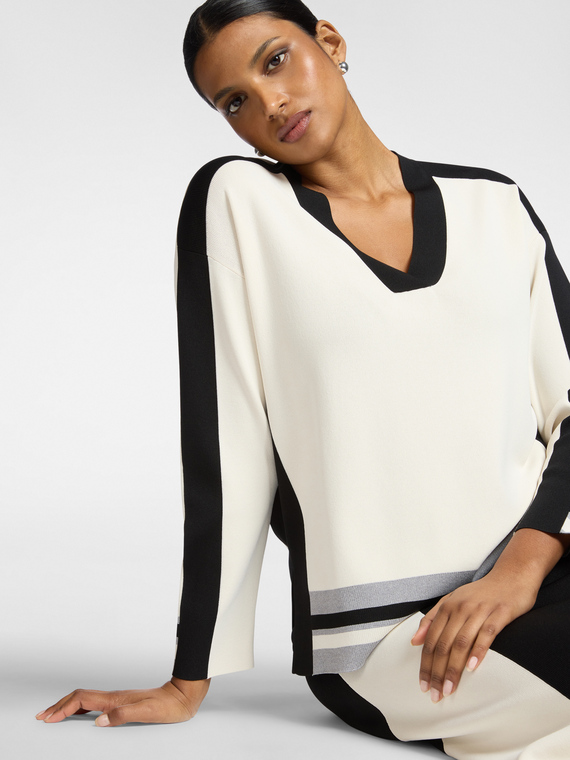 Maglia color block misto viscosa