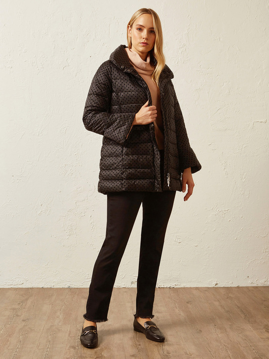 Elenamiro&nbsp;: Doudoune &agrave; pois Noir_1