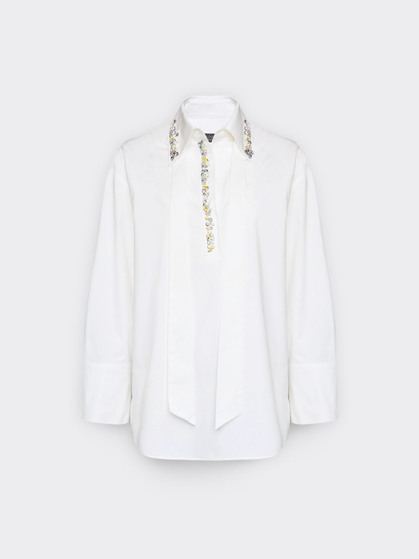 Camicia in popeline con cristalli image number 4