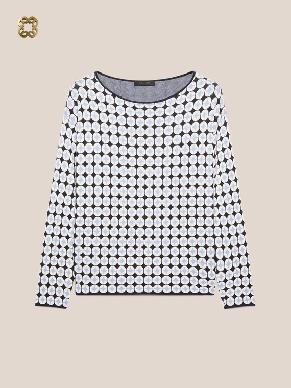 Sweater jacquard com desenho geométrico