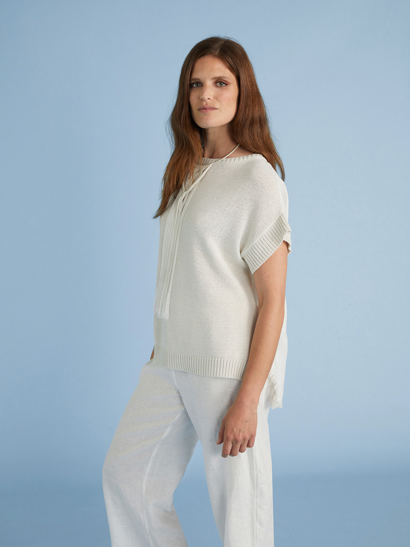 BLUSA TRICOT IN COTONE LINO image number 2