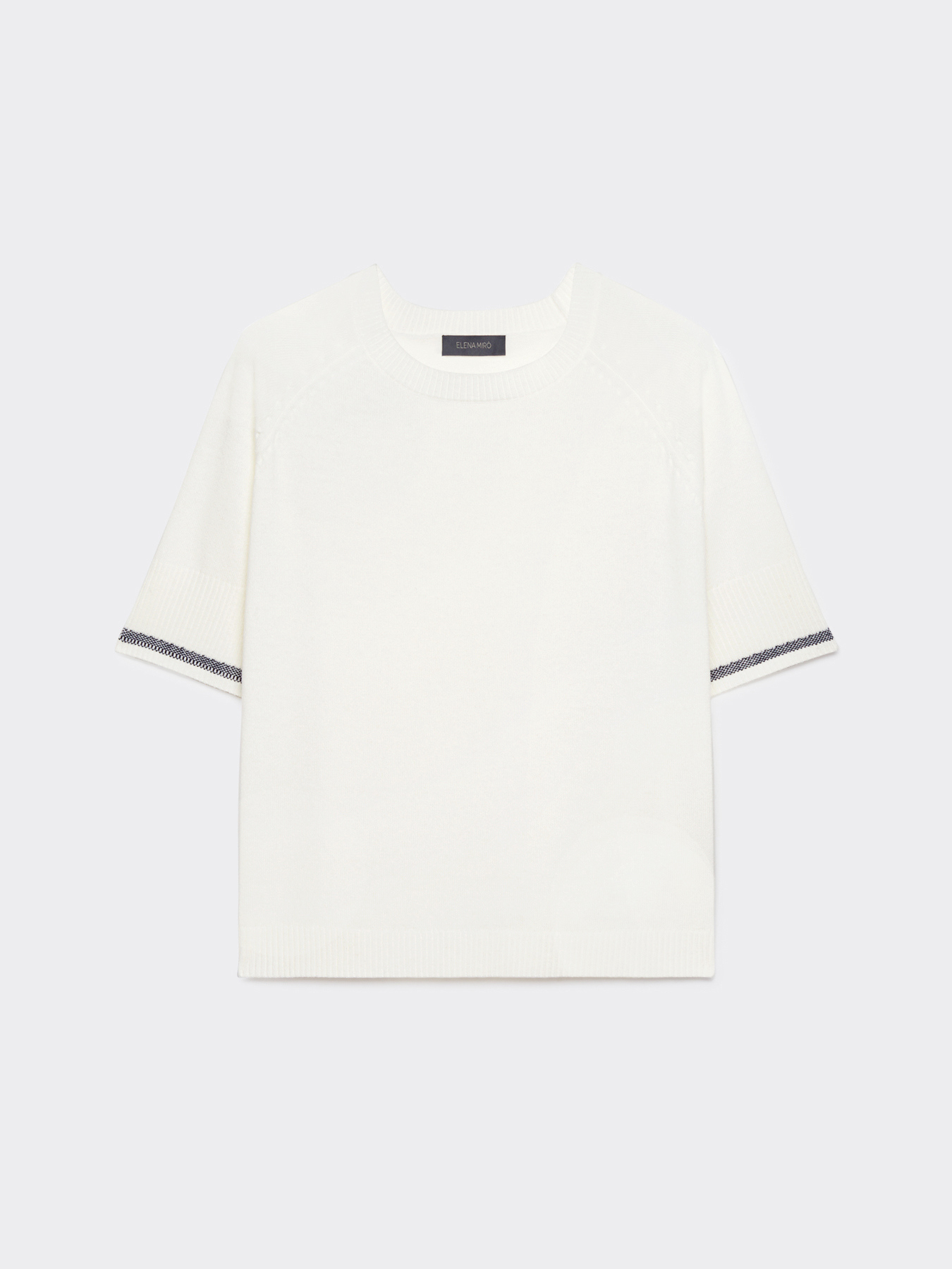 Wool sweater with patterned trims image number 4