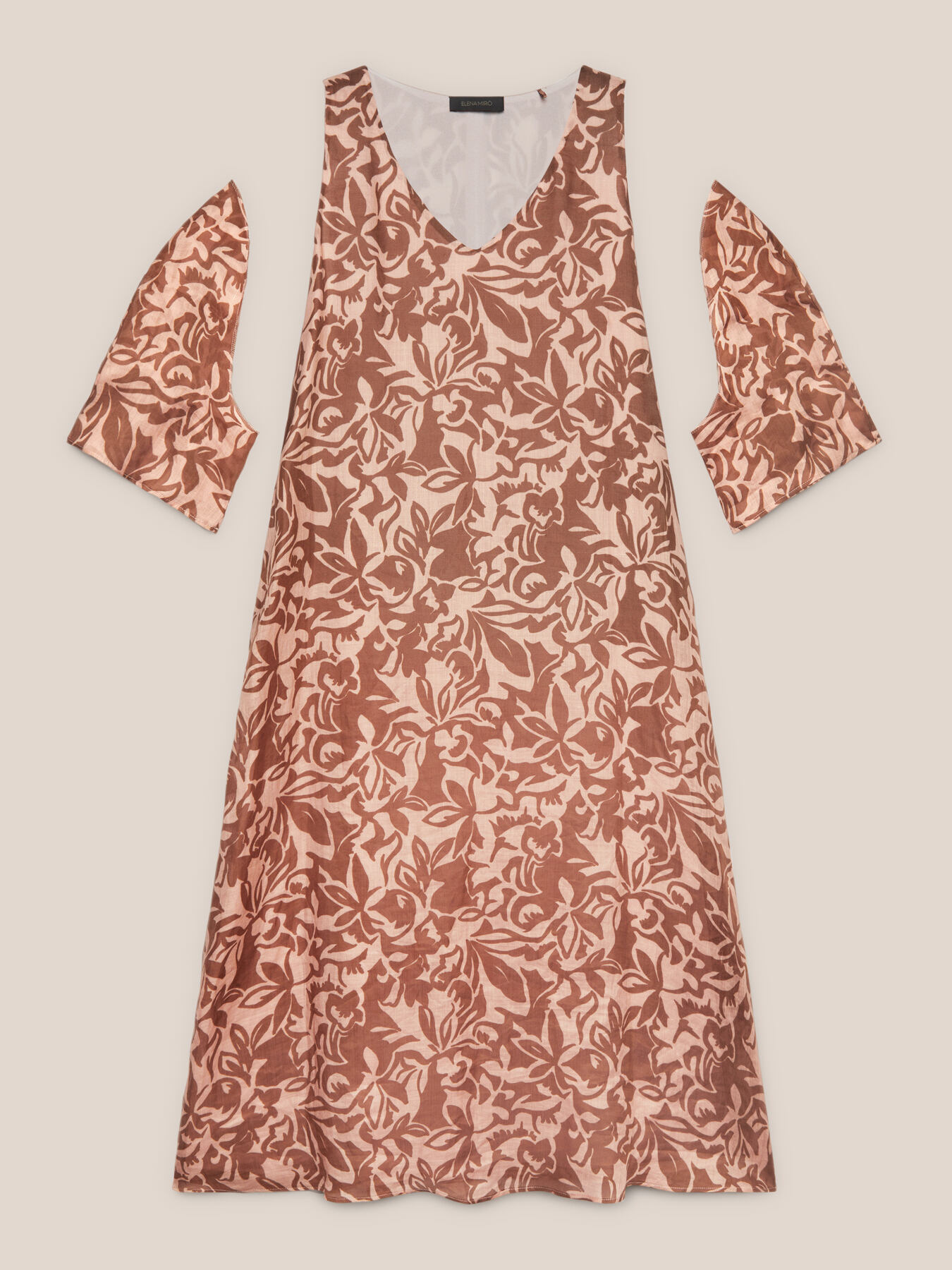 Printed ramie midi dress image number 4