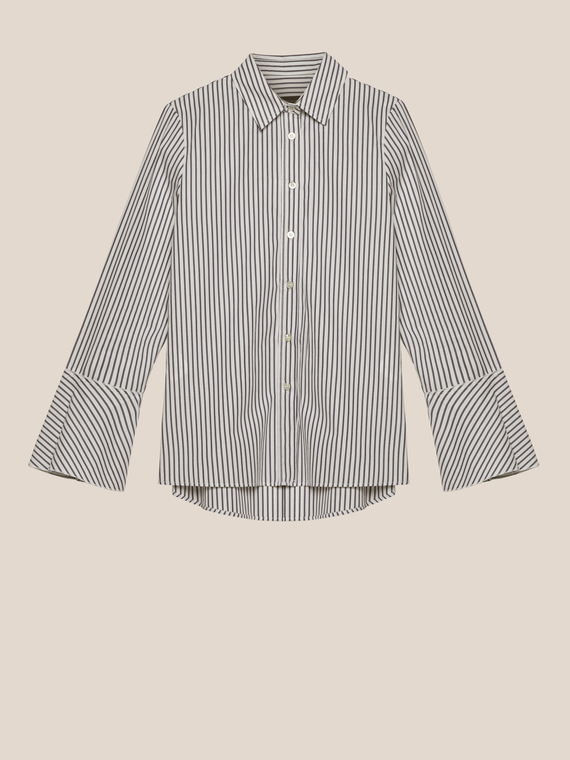 Striped shirt with flared sleeves