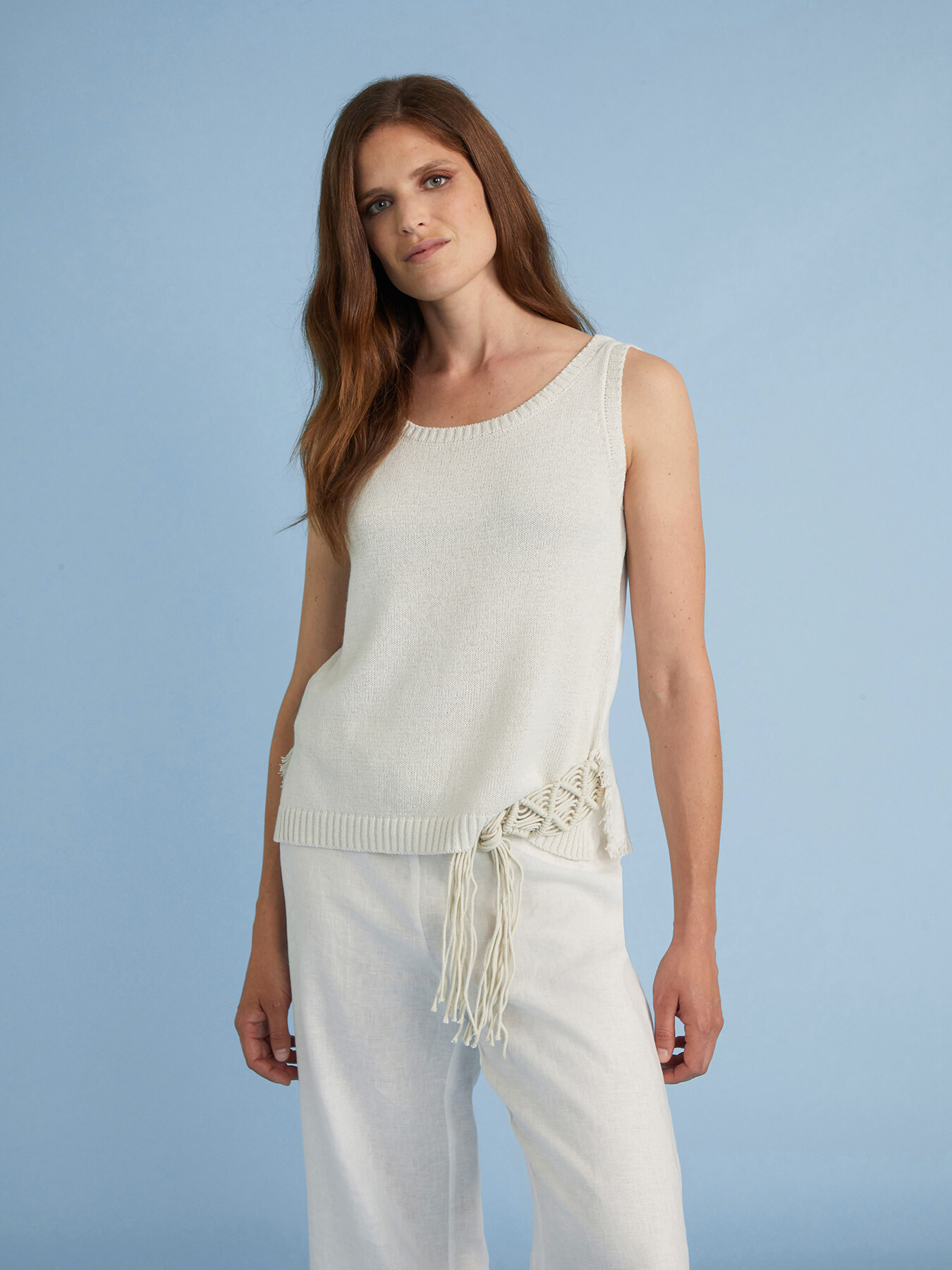 Top tricot de algod&oacute;n y lino image number 0
