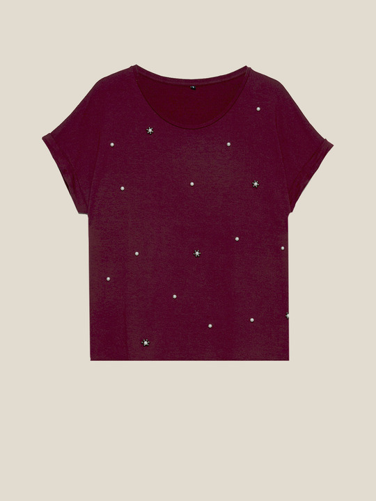 Elenamiro: T-shirt com aplica&ccedil;&otilde;es &agrave; frente Vermelho_1