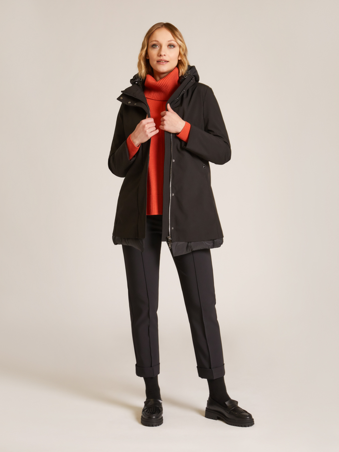 BASIC STOVEPIPE TROUSERS IN STRETCH TECHNICAL FABRIC image number 0