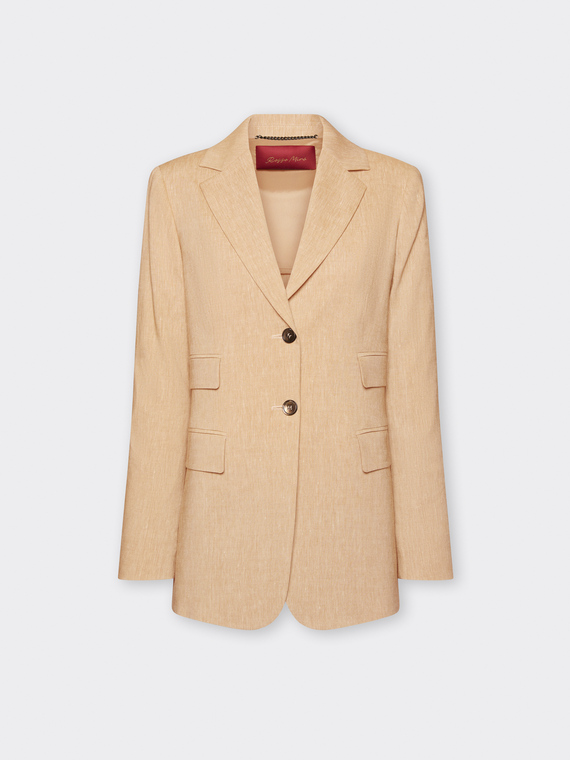 Blazer en m&eacute;lange de lin simple boutonnage