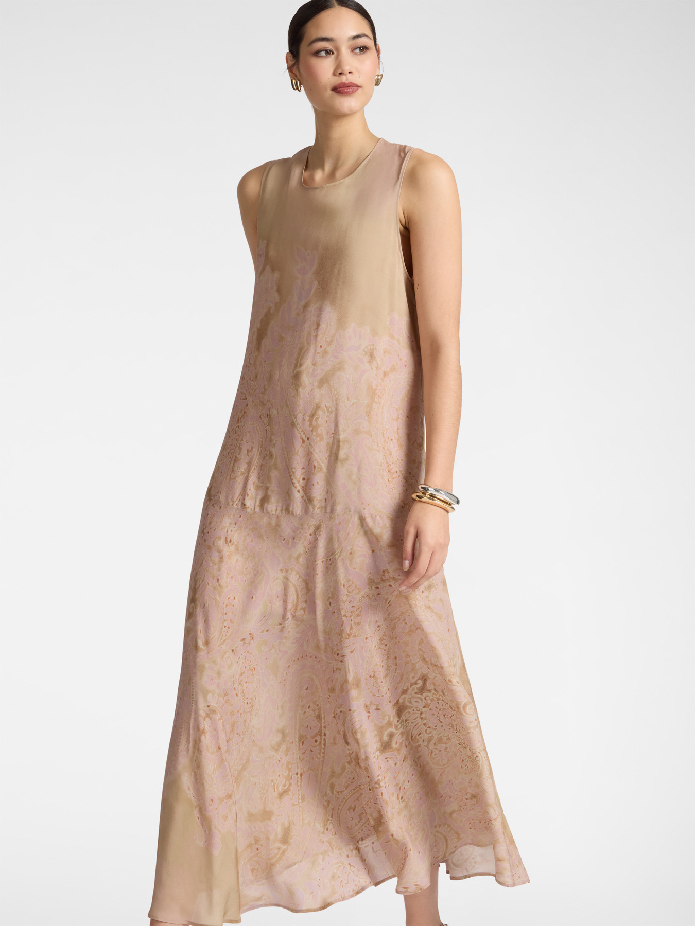 Long dress with lace print image number 0
